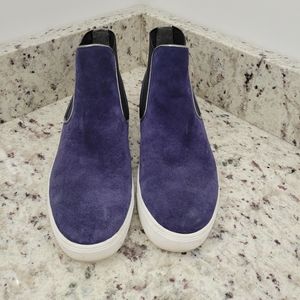 Navy high top sneaker slides